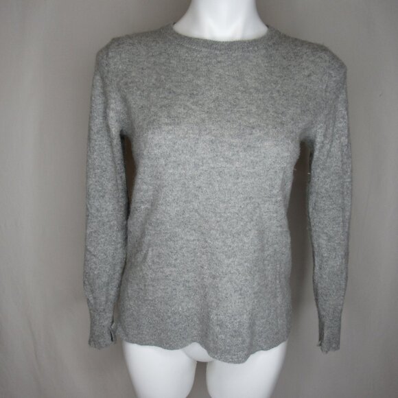 Halogen Gray 100% Cashmere High Low Crew Neck Sweater Women's PM Petite Medium - Picture 6 of 9